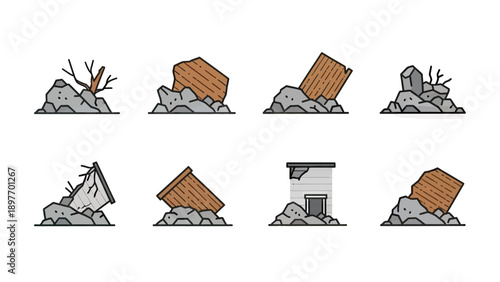 Pixel Art Debris and Rubble Elements