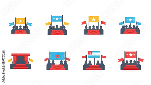 Political Rally and Public Speaking Event Icons