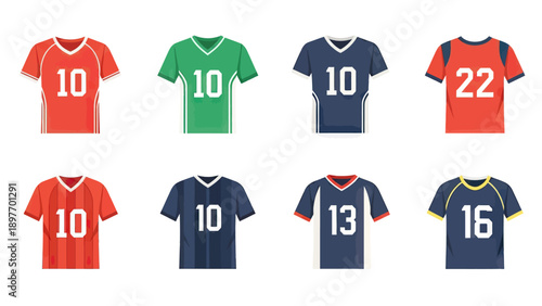 Collection of Sport Team Jerseys with Numbers