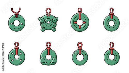 Green Jade Donut Charms and Pendants Collection