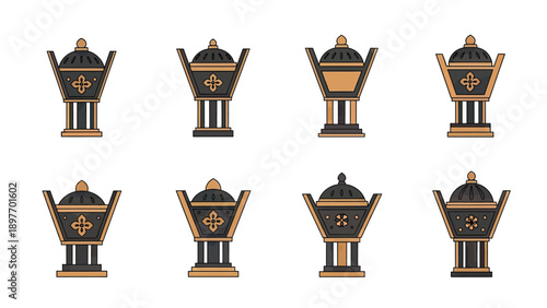 Collection of Arabic Incense Burners, Mabkhara Vector Set