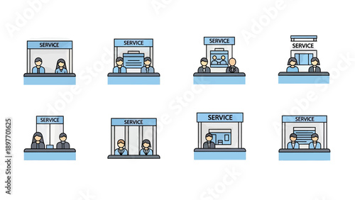 Customer Service Desk Icons and Illustrations