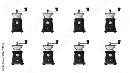 Retro Coffee Grinder Icons Set