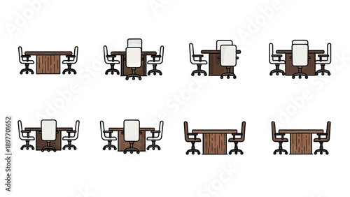 Modern Office Conference Room Table and Chairs Set
