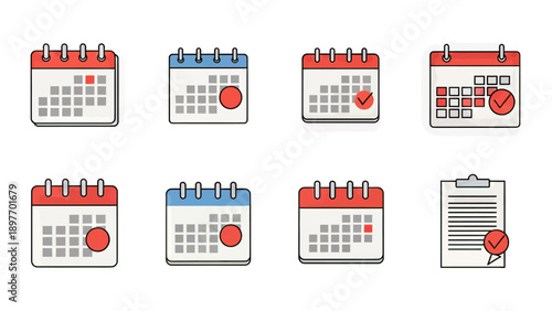 Calendar Icons Set: Planning, Dates, and Organization