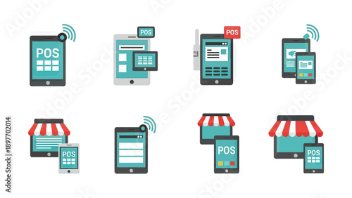 Mobile POS System and Online Storefront Icons