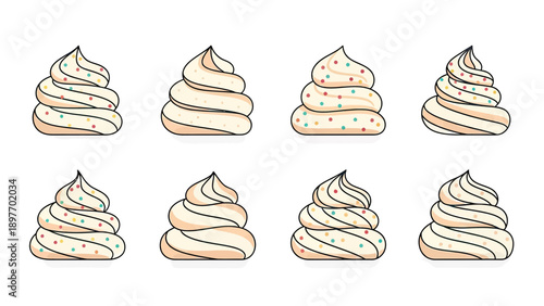 Sweet Cream Swirls with Sprinkles Icons