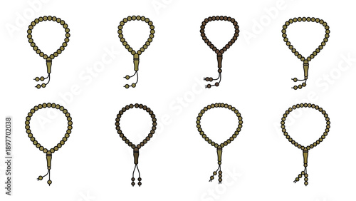 Collection of Islamic Prayer Beads (Tasbih) Variations