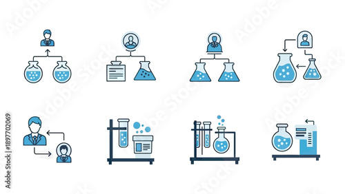 Science Experiment Icons: Research, Analysis, and Discovery