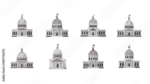Government Buildings Collection: Capitol and Courthouse Icons