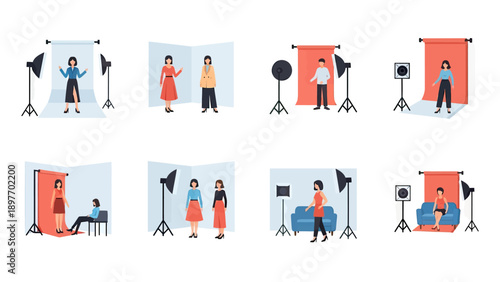 Photography Studio Scenes with Models and Equipment