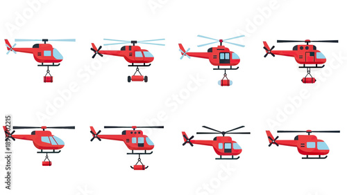 Red Helicopters with Water Buckets or Cargo Pods