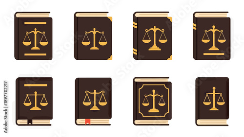 Law Books Collection: Scales of Justice Emblem Vector