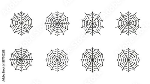Spiderweb Collection: Eight Minimalist Black and White Graphic Icons