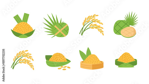 Rice Grains and Harvest Icons