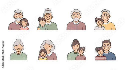 Generations Portrait Icons: Grandparents and Children