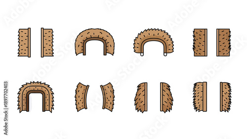 Faux Fur Trim Samples Set, Realistic Texture Elements