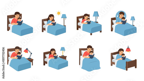 Parent Reading Bedtime Story to Child Collection