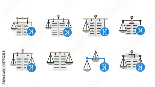 Legal Scales and Documents Icons Set