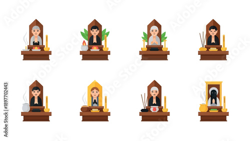 Japanese Buddhist Altar Icons Set
