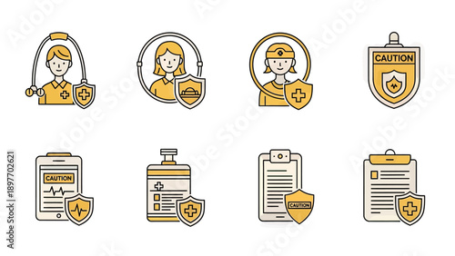 Medical Security and Healthcare Icons Set