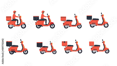 Orange Scooter Delivery Person Animation Frames