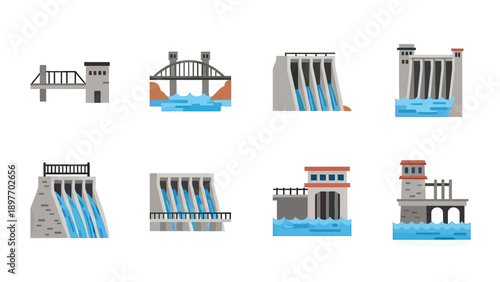 Collection of Dam Structures and Bridges Over Water