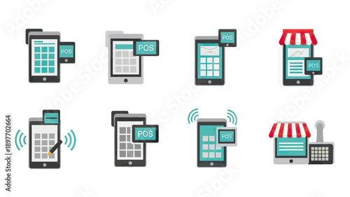 Modern POS System Icons and Illustrations
