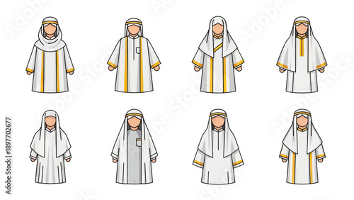 Traditional Arabian Clothing Set Vector Illustration