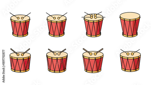 Red Snare Drums with Drumsticks Set
