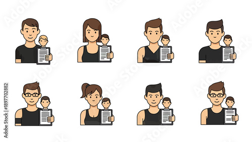 Diverse People Holding Resume or Document Icons