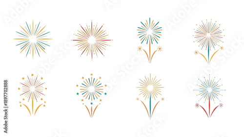 Festive Burst Icons: Starbursts and Fireworks Collection