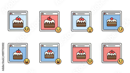 Sweet Dessert Pop-Up Windows with Emoji Reactions