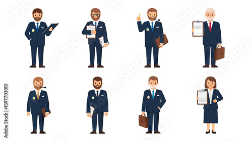 Diverse Business Professionals Collection, Flat Design Characters