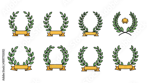 Laurel Wreath Collection with Ribbons and Star Emblem