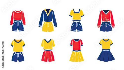 Children's Sportswear Outfits Collection Vector Illustration