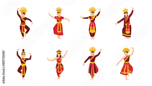Traditional Indonesian Dancers in Colorful Costumes