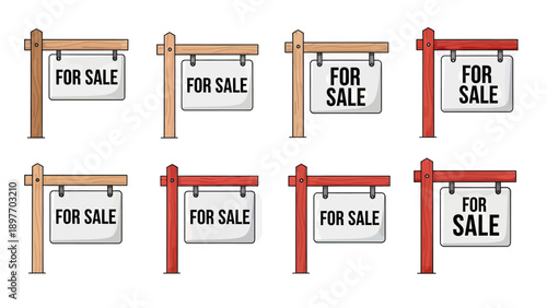 Set of For Sale Signs for Real Estate Property