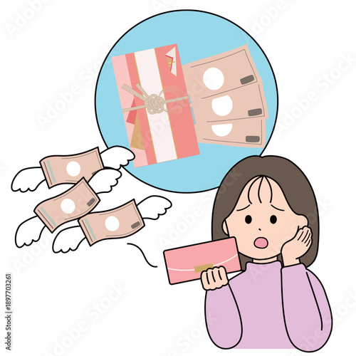 結婚式のご祝儀貧乏の若い女性