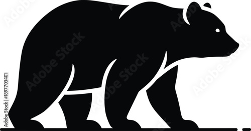 Black bear silhouette walking on ground