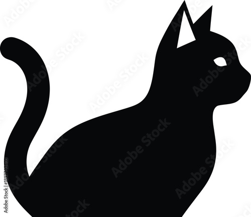 Black cat silhouette with crown shape ears