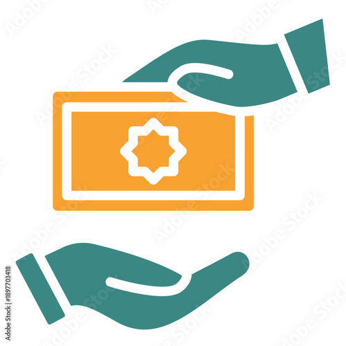 Almsgiving Dual Tone Icon Mini Illustration, Use For Modern Concept, Print, Ui, Ux Kit, Web And App Development. Vector Related To Ramadan, Eid Al-Fitr, Eid Al-Adha And More