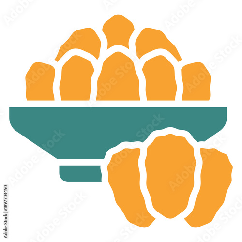 Dates Dual Tone Icon Mini Illustration, Use For Modern Concept, Print, Ui, Ux Kit, Web And App Development. Vector Related To Ramadan, Eid Al-Fitr, Eid Al-Adha And More