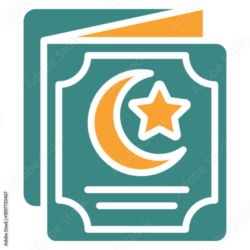 Greeting Card Dual Tone Icon Mini Illustration, Use For Modern Concept, Print, Ui, Ux Kit, Web And App Development. Vector Related To Ramadan, Eid Al-Fitr, Eid Al-Adha And More
