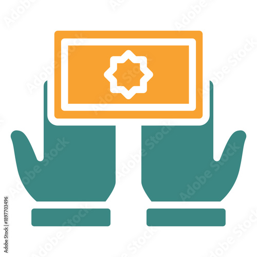 Charity Dual Tone Icon Mini Illustration, Use For Modern Concept, Print, Ui, Ux Kit, Web And App Development. Vector Related To Ramadan, Eid Al-Fitr, Eid Al-Adha And More
