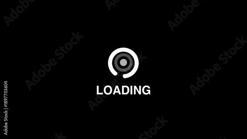 animated loading icon with black background for content.