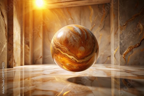 Wallpaper Mural Golden Orb in a Polished Stone Chamber, Illuminated by Sunlight Torontodigital.ca