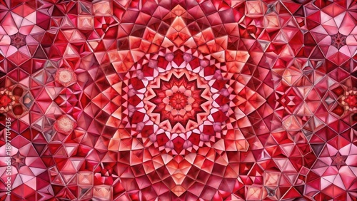 Wallpaper Mural Intricate Crimson Geometric Kaleidoscope Pattern with a Radiant Central Starburst Design Featuring a Multifaceted Jewel-like Texture Torontodigital.ca
