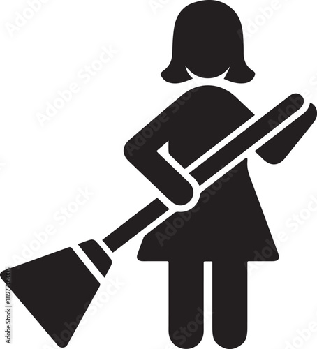 Cleaning Woman Icon – Housekeeping and Janitor Symbol.