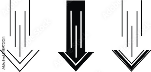 Downward Arrow Set Minimal Line Icons.